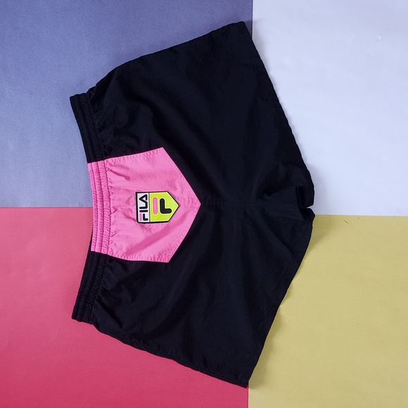 Vintage Other - Vintage 90s Fila Pink/Back Multicolor Swimming Shorts